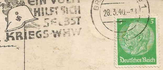 Postkarte vom 28.03.1940 (Rckseite Birefmarke)