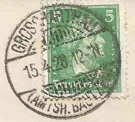 Postkarte vom 15.04.1928 (Rckseite Briefmarke)