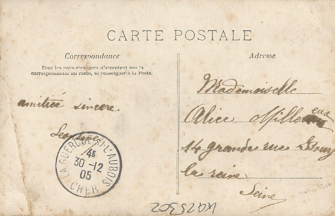Postkarte vom 30.12.1905 (Rckseite)