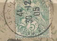 Postkarte vom 30.12.1905 (Vorderseite Briefmarke)