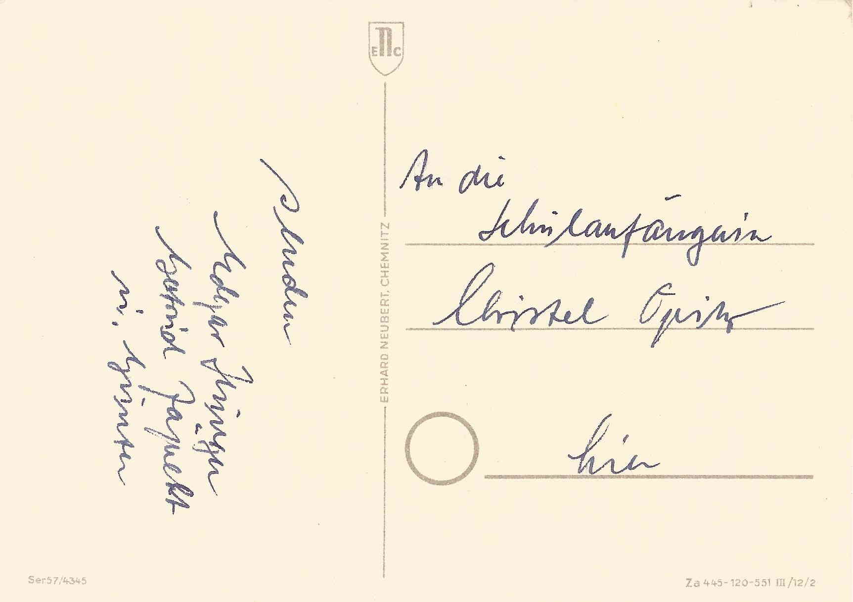 Postkarte aus der ehem. DDR (Rckseite)